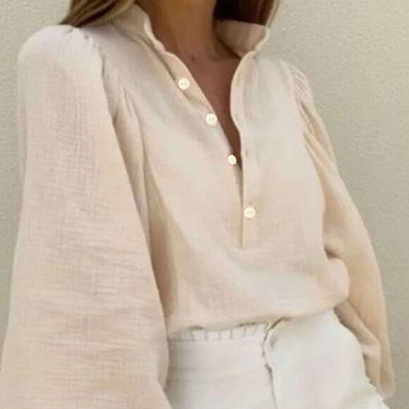 Apricot Casual Women's Lantern Sleeve Loose Shirt - Picture 4 of 4